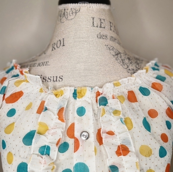 60s Polkadot Ruffle Top - Picture 5 of 11
